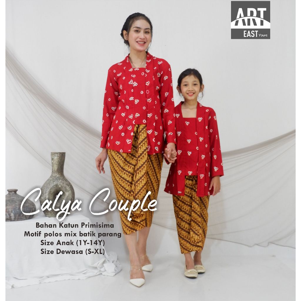 Baju Couple Mom & Kids Set Kebaya Kutu Baru Jumputan Cantik Elegant