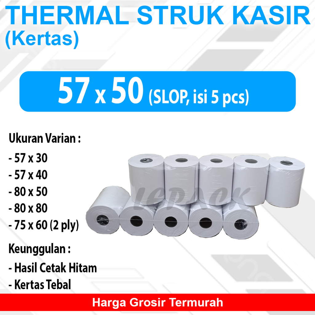 

57x50 Struk Thermal Paper Roll Struk Kasir (1 SLOP)