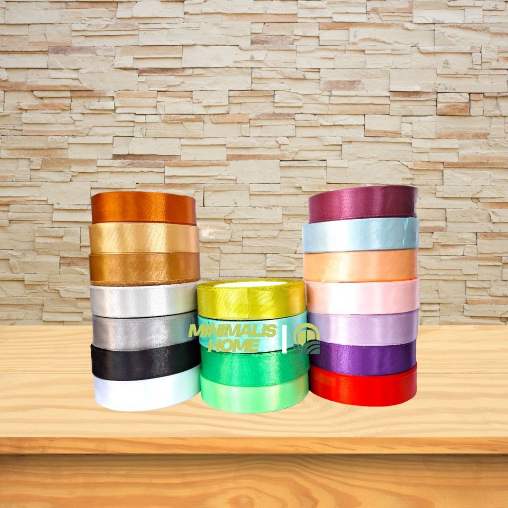 

Pita Satin 3/4 INCH / 2CM / 22 Yard Dekorasi Hiasan Kado Minimalis Home And Decoration