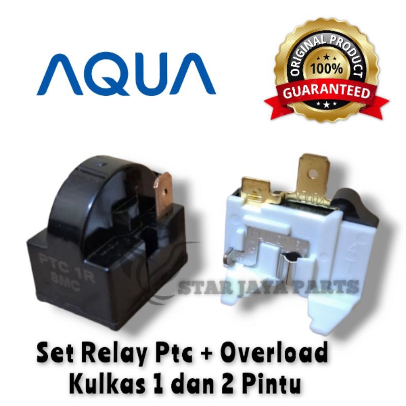 [Set Relay AQUA] Set Relay Ptc + Overload Kulkas AQUA JAPAN 1 / 2 Pintu Quality Part