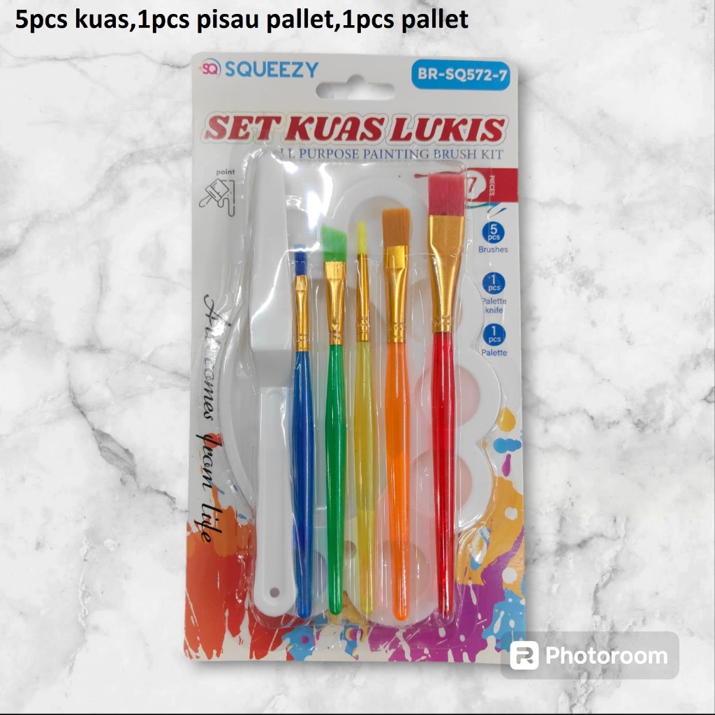 

kuas lukis/brush set + pallet + pisau pallet BR-SQ572-7