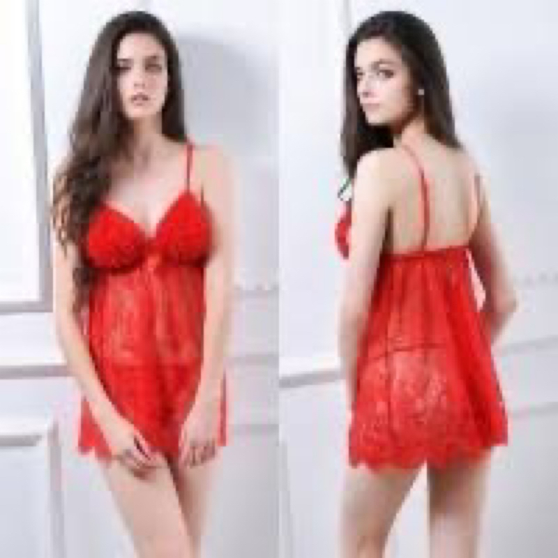 Baju dinas, baju malam pertama wanita merah + cd