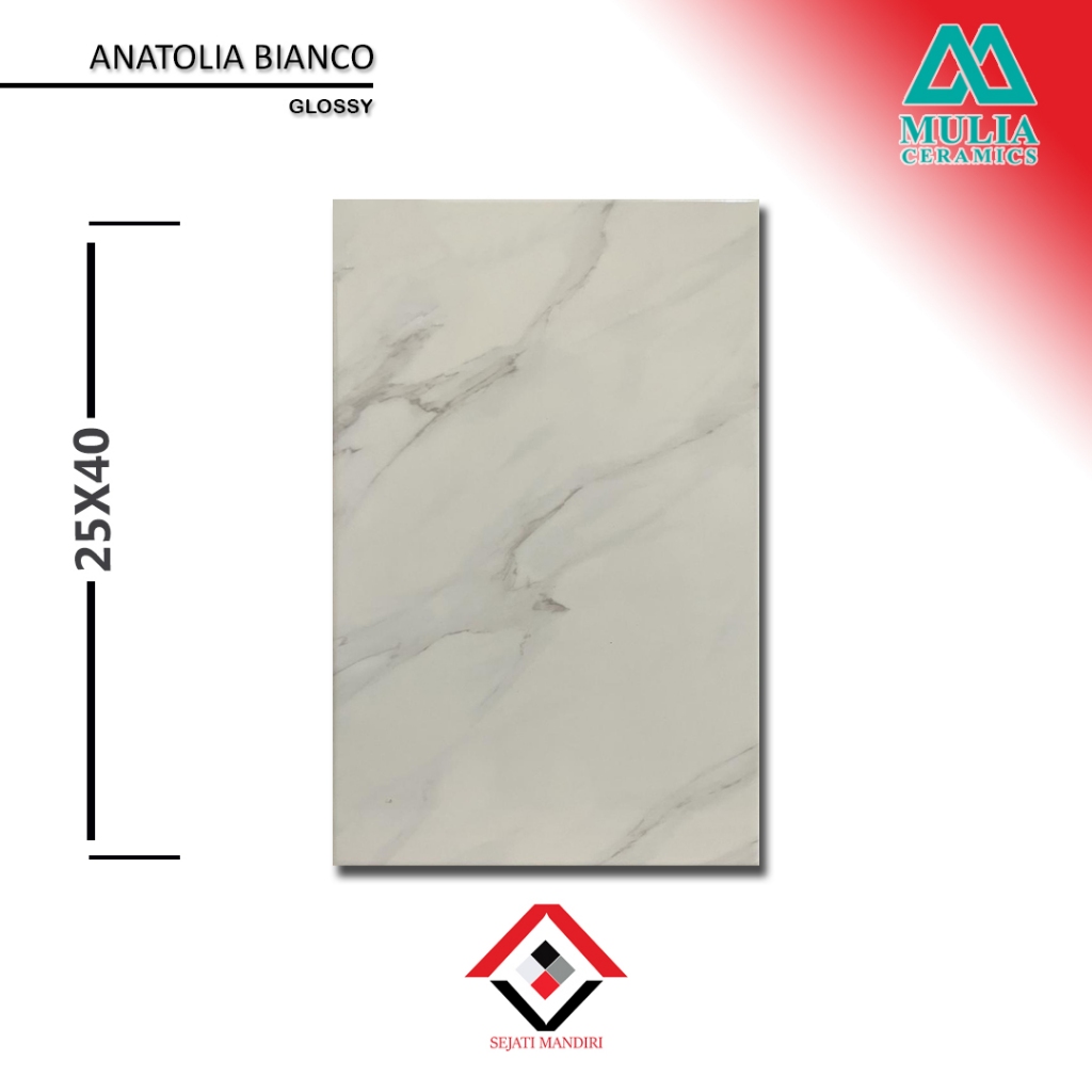 keramik dinding 25x40 - motif marmer - mulia anatolia bianco