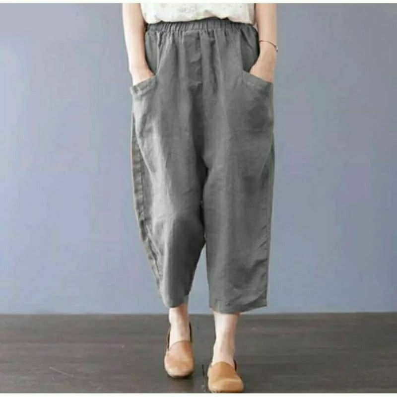 CELANA KULOT KATUN UNIQLO PANTS - size jumbo bahan cotton twill strech premium