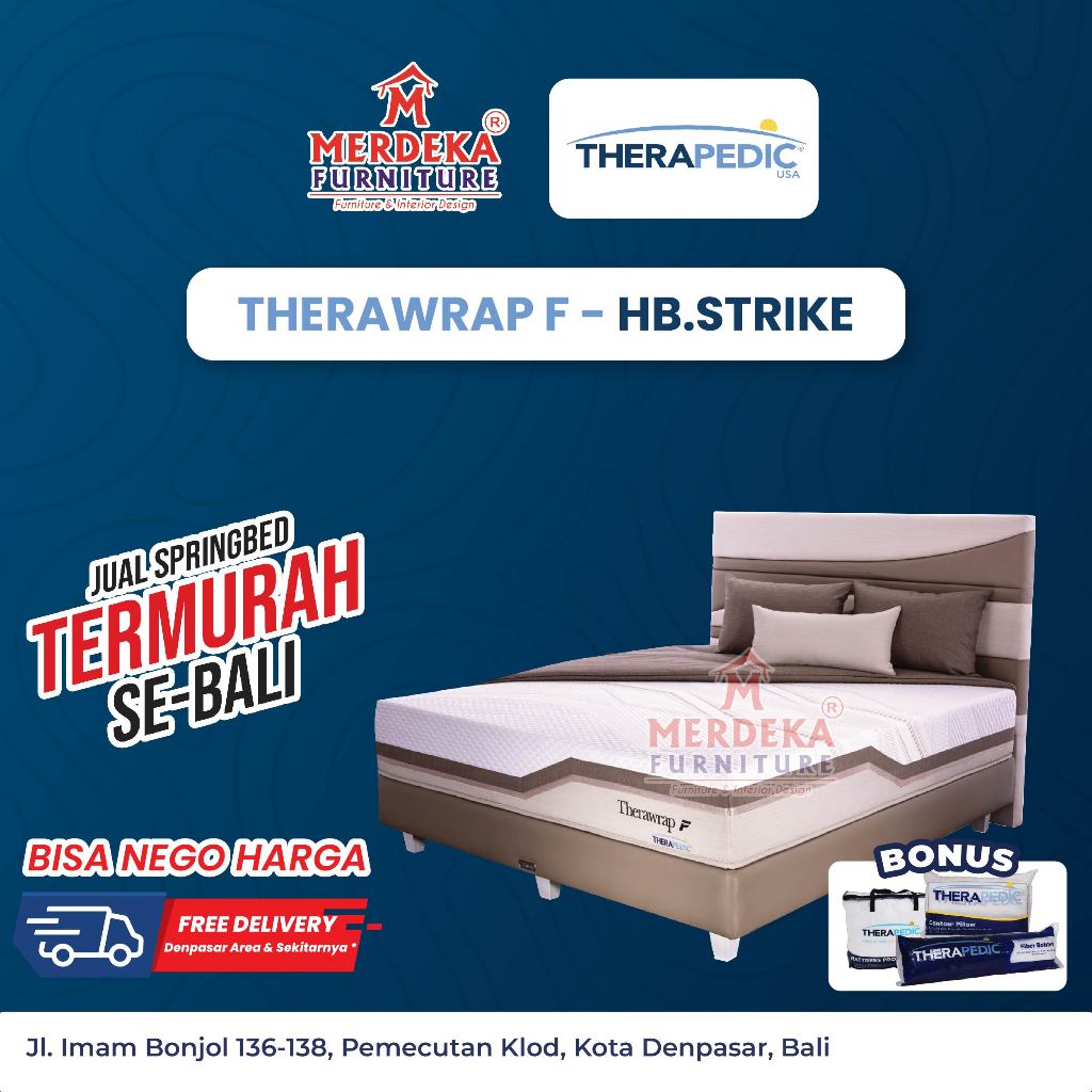 Kasur Therapedic ~ Therawrap F | Spring Bed 160x200|Free Bantal|