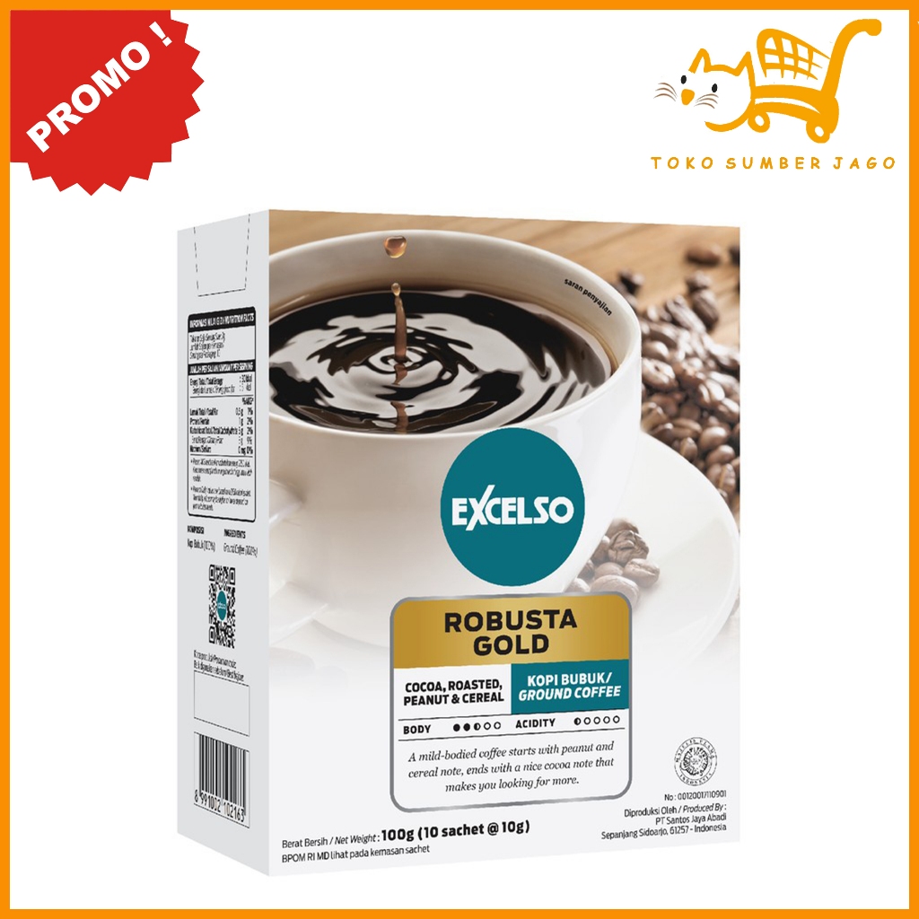 

Excelso Kopi Single Serving ROBUSTA GOLD - Folding Box (10 Sachets x 10gr)