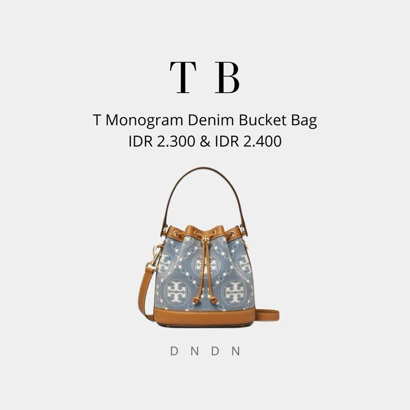 T Monogram Denim Bucket Bag