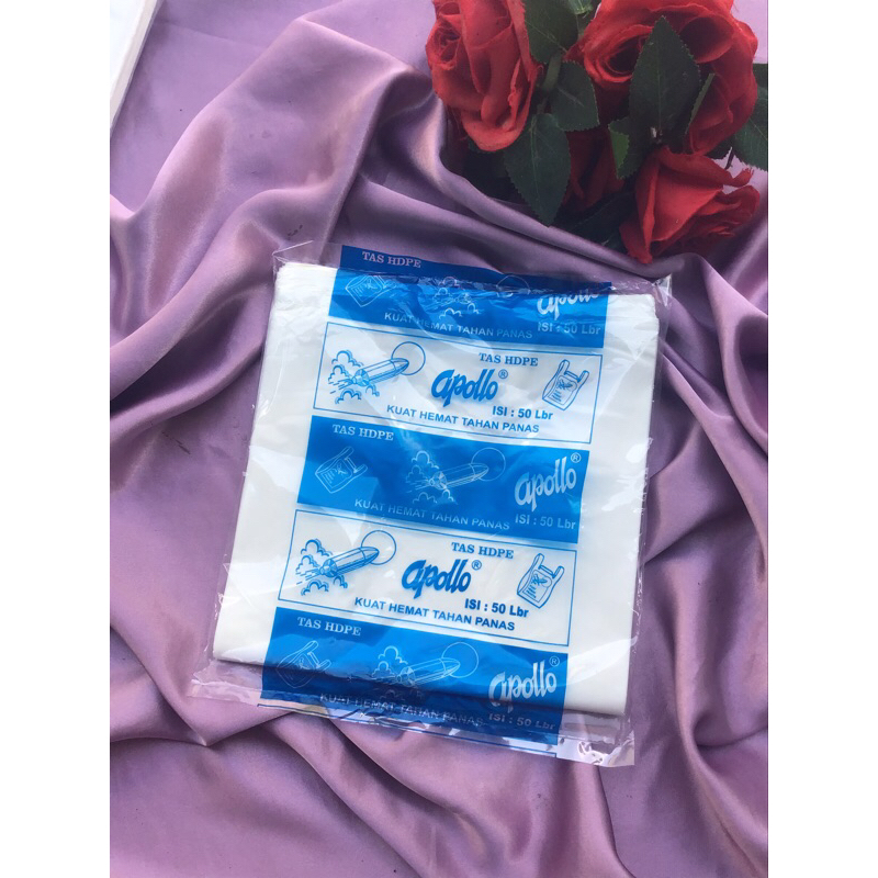 PROMO MURAH HARGA PABRIK  TAS HDPE APOLLO TANGGUNG isi 50 pcs / tas kresek warna dop putih/kantong p