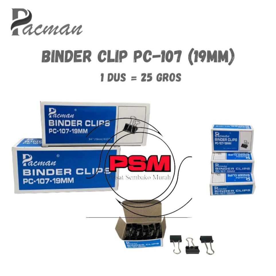 

1 PACK ISI 12 PC ~ PSM ~ PC-107 ( 19 mm ) BINDER CLIP PACMAN