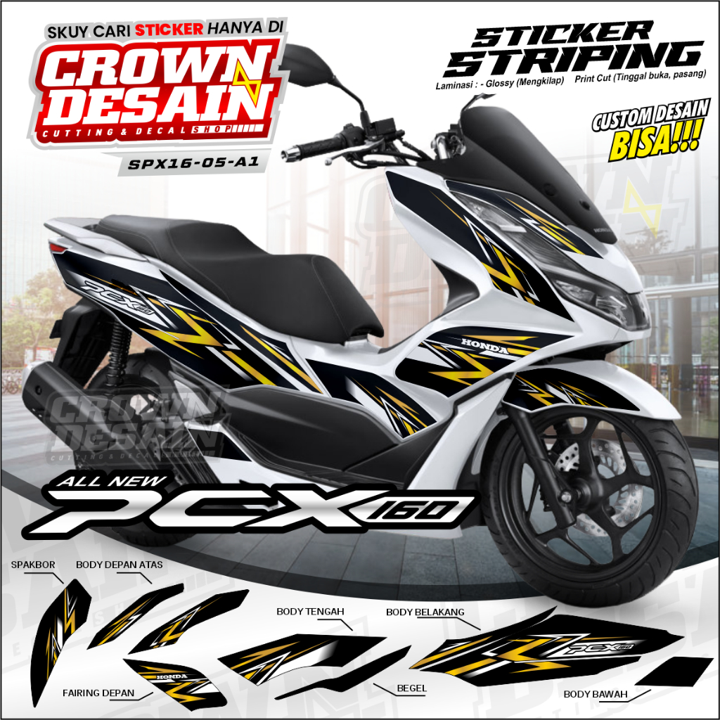 Stiker Striping PCX 160 New Variasi Lis Simple - Decal Stiker Semifull PCX 160 New Tahun 2021 2022 -