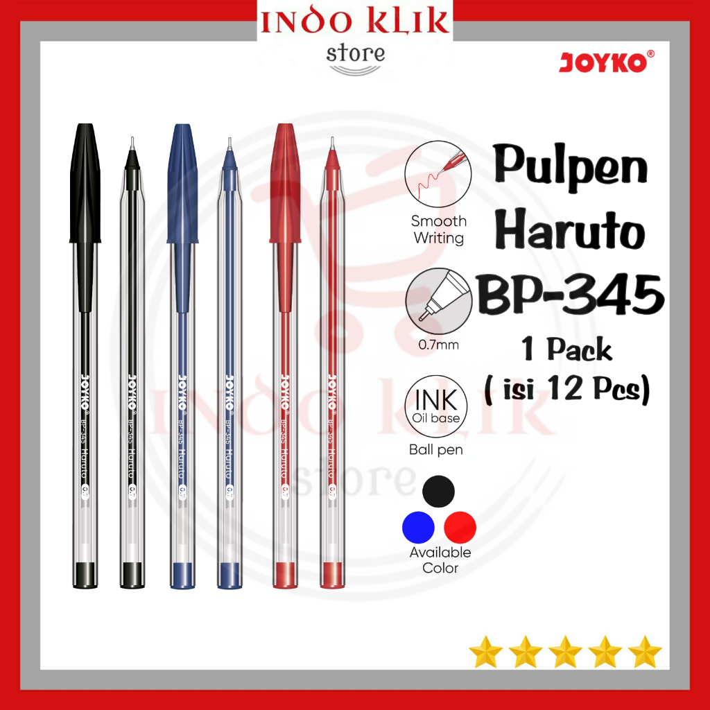 

Pulpen Haruto Joyko BP-345 / Ballpoint 0.7 mm 3 Warna BP 345 / Pen Cabut Murah BP345