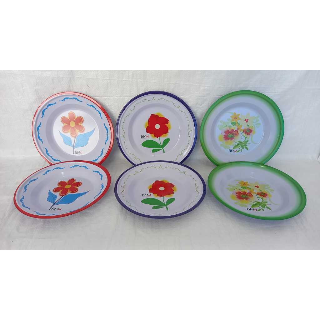 Piring Enamel Seng Jadul motif Bunga / Piring Enamel Seng Jadul Motif Kembang 22" Premium