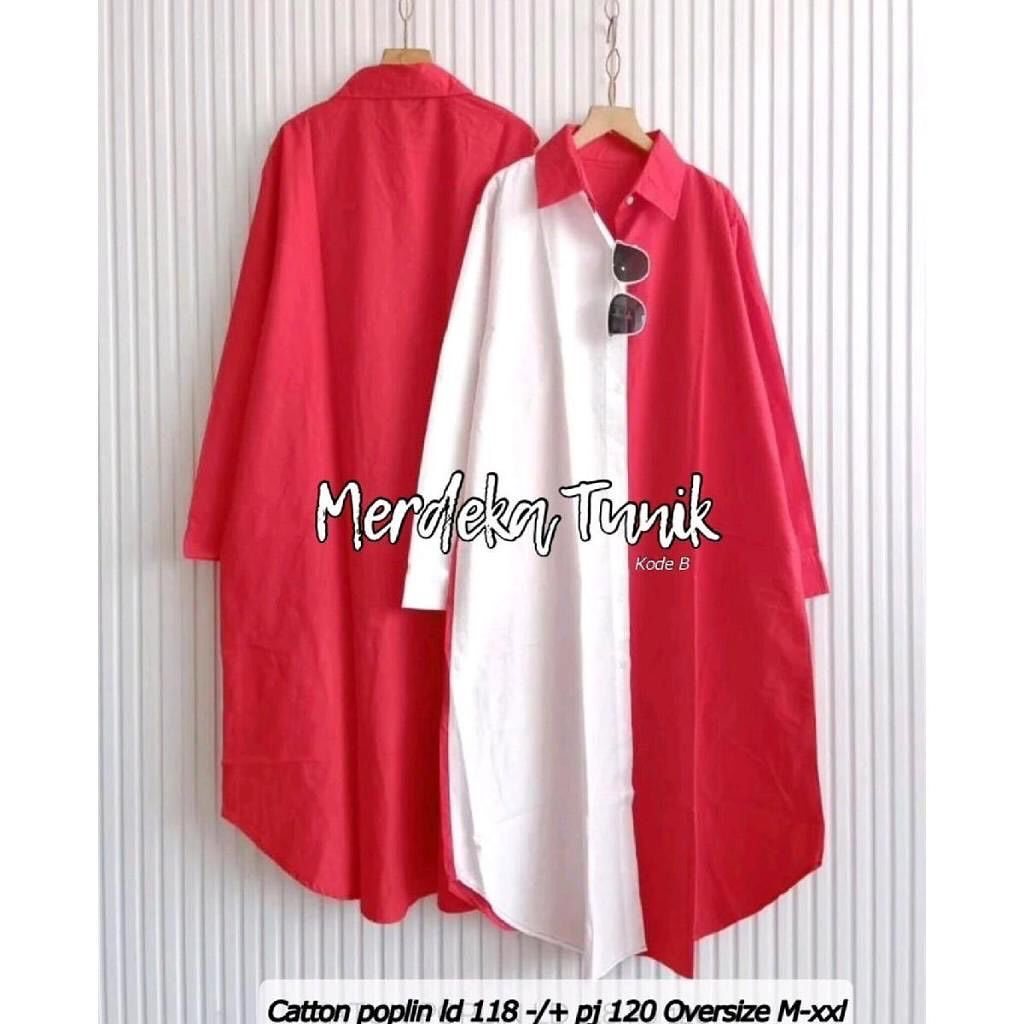 [ BEST SELLER ] Merdeka Tunik Wanita Dewasa Terbaru 2024 Elegan Tunik Remaja Kekinian Viral long tun