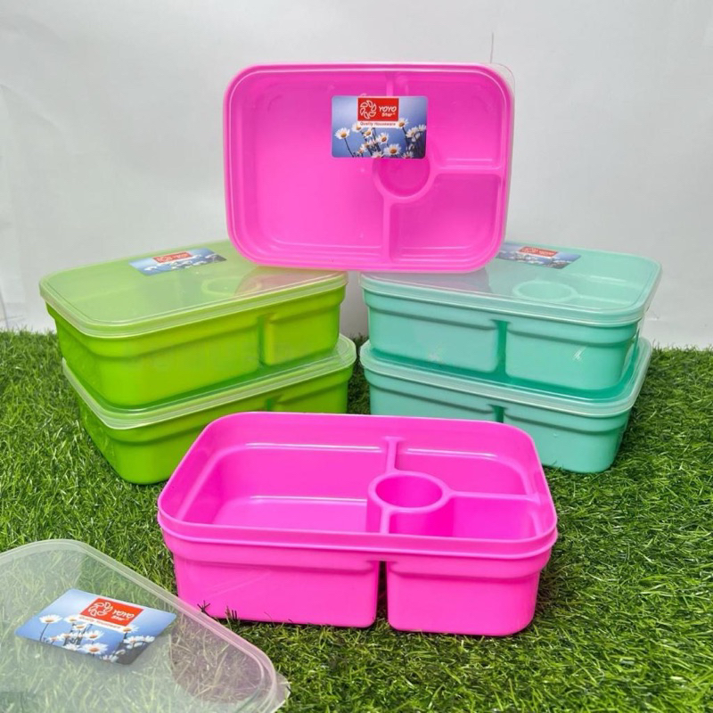 Tempat makan anak yoyo/kotak makan anak/ompreng sekat/kotak bekal warna