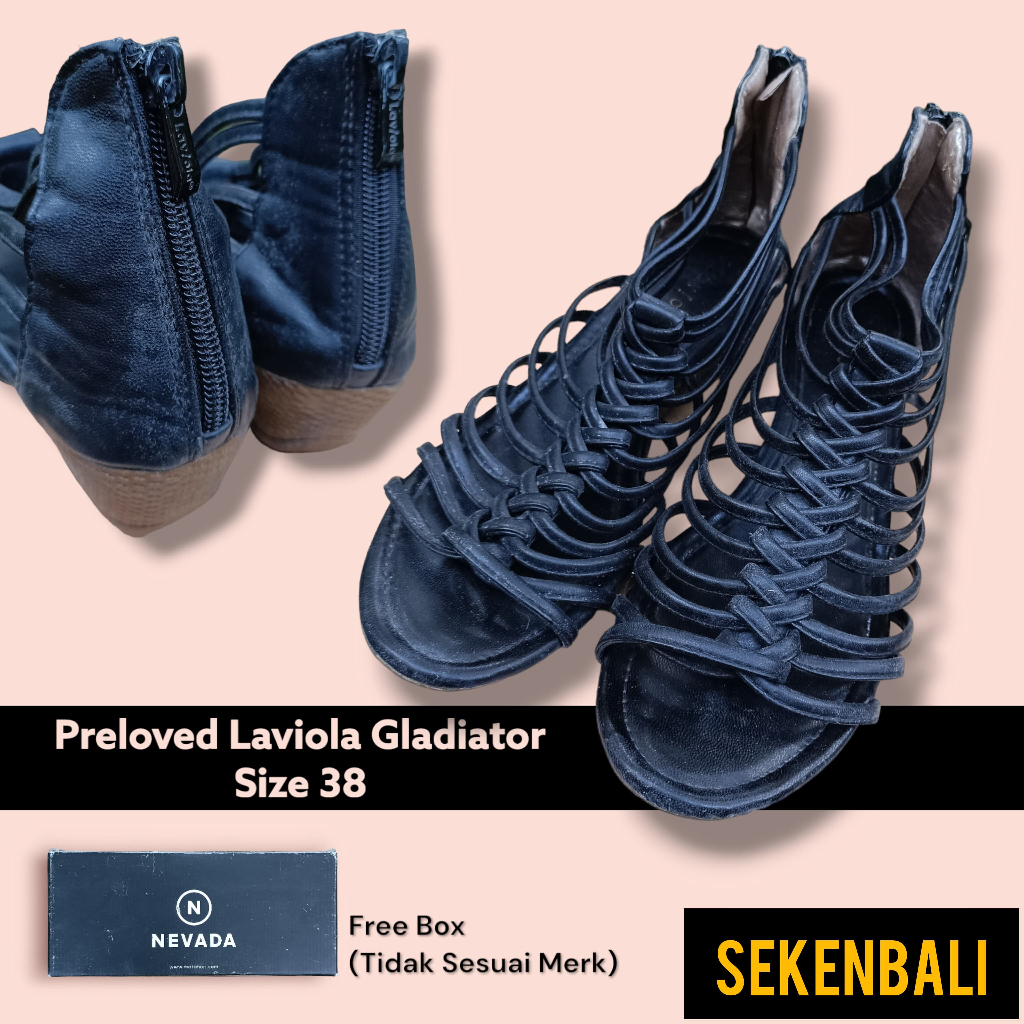 Preloved Sandal Wanita Laviola Gladiator Size 38 - Sandal Tali Kepang Laviola Shoes - Sandal Wedges