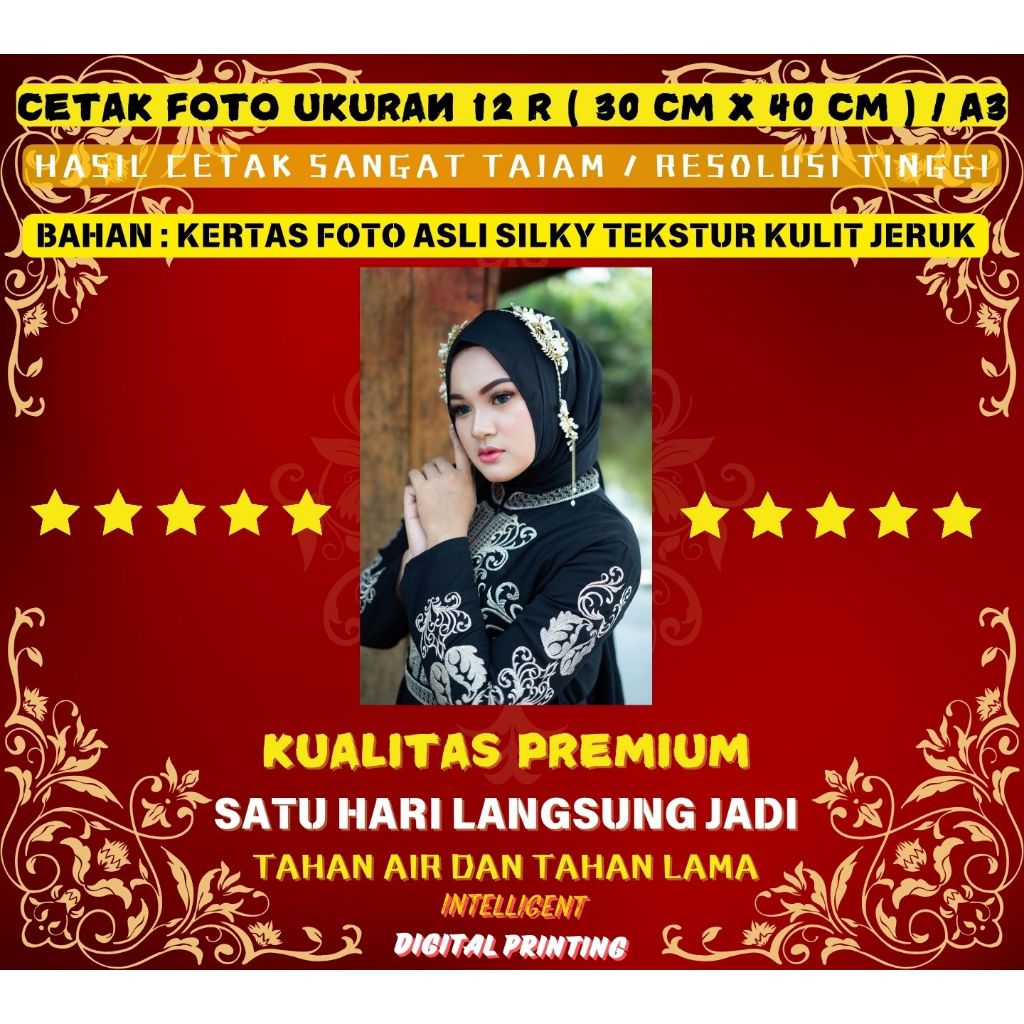 CETAK FOTO 12 R PREMIUM TEKSTUR KULIT JERUK KERTAS FOTO SILKY ( 30 X 40 CM )