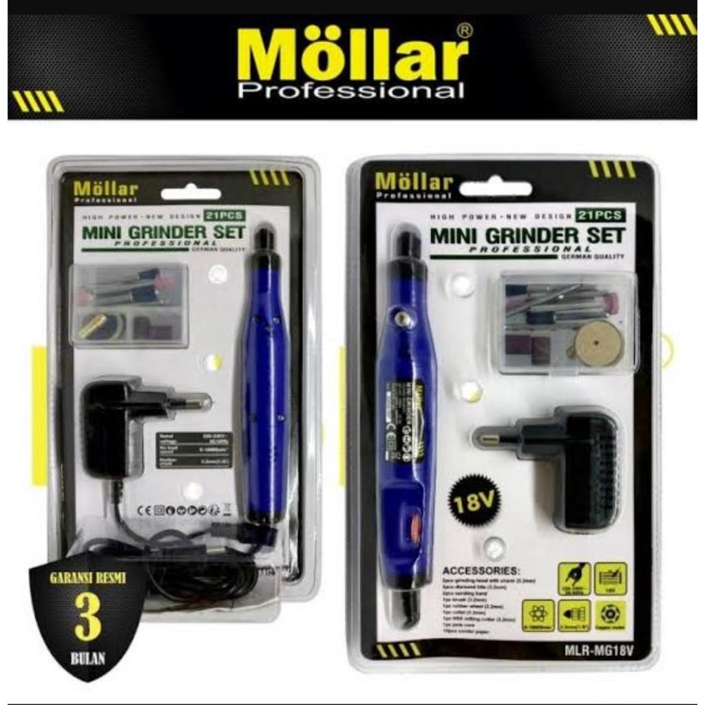 MOLLAR MG18v Mini Grinder Tuner 18V Set 10 pcs Variable Speed With Adaptor