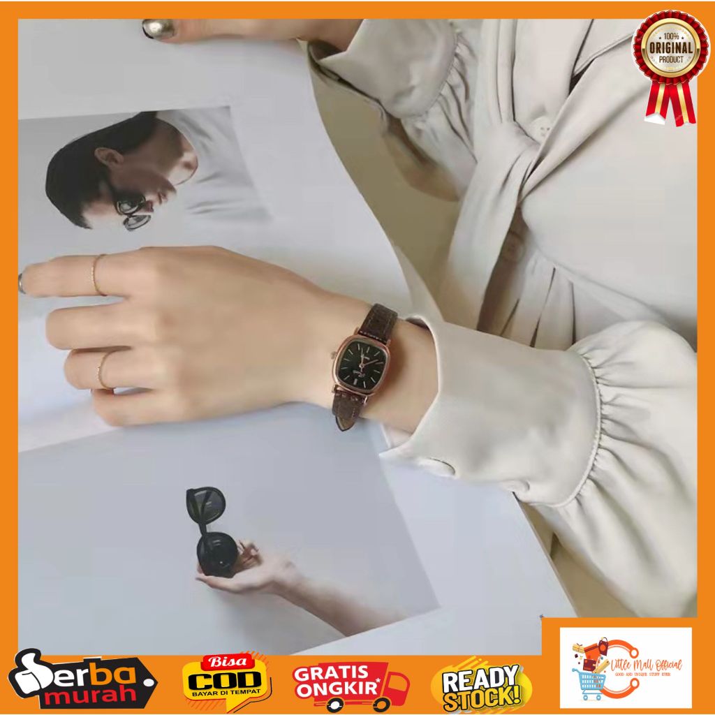 Little Mall JAM TANGAN WANITA KOTAK STRAP PU KOREAN STYLE JAM TANGAN ANALOG CASUAL
