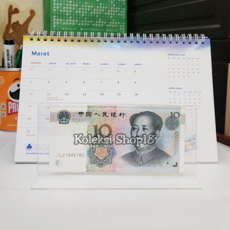 Koleksi Bingkai Akrilik Hiasan Pajangan Uang China 10 Yuan