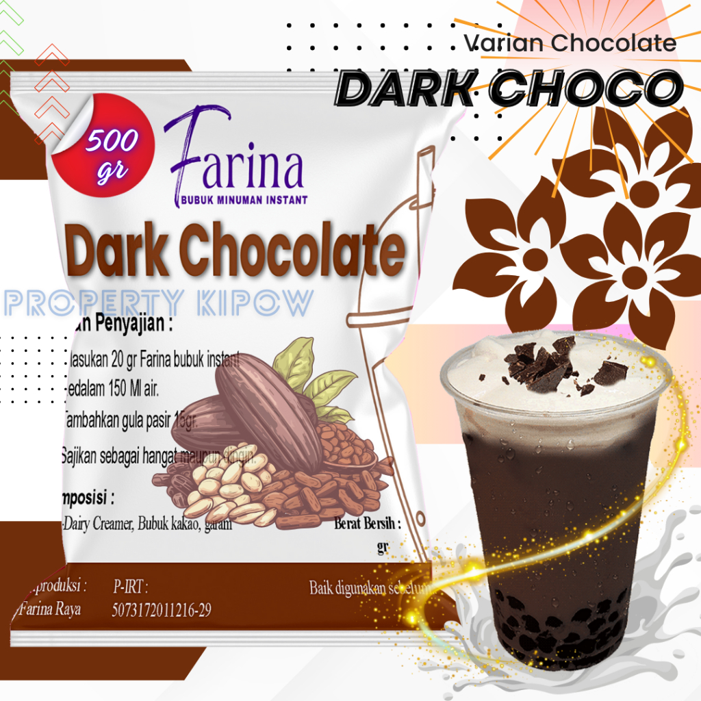 

FARINA Bubuk Minuman Dark Chocolate 500gr - FARINA Dark Choco 500gr Plain