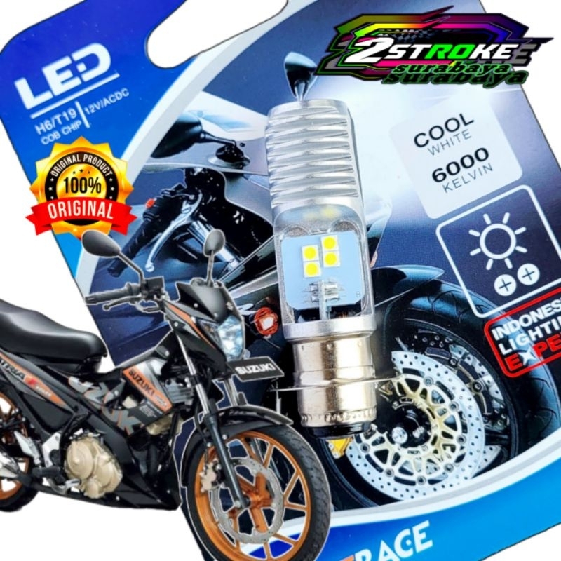 Lampu Depan Motor LED SUZUKI SATRIA FU  Putih Terang H6/ T19 Ac/Dc 12Volt Pengganti Dop/Bohlam Wr