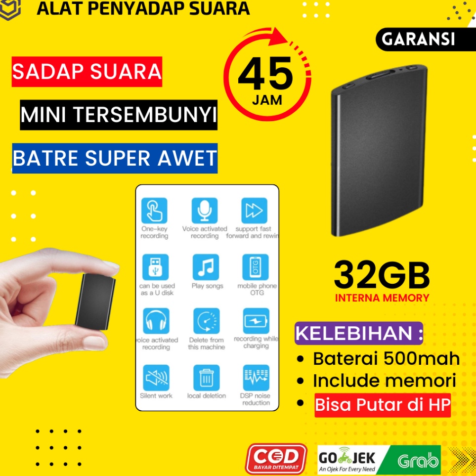 KODE P58L Alat Perekam Suara Mini Tersembunyi Voice Recorder Audio Sadap Penyadap Suara NO Jarak Jau