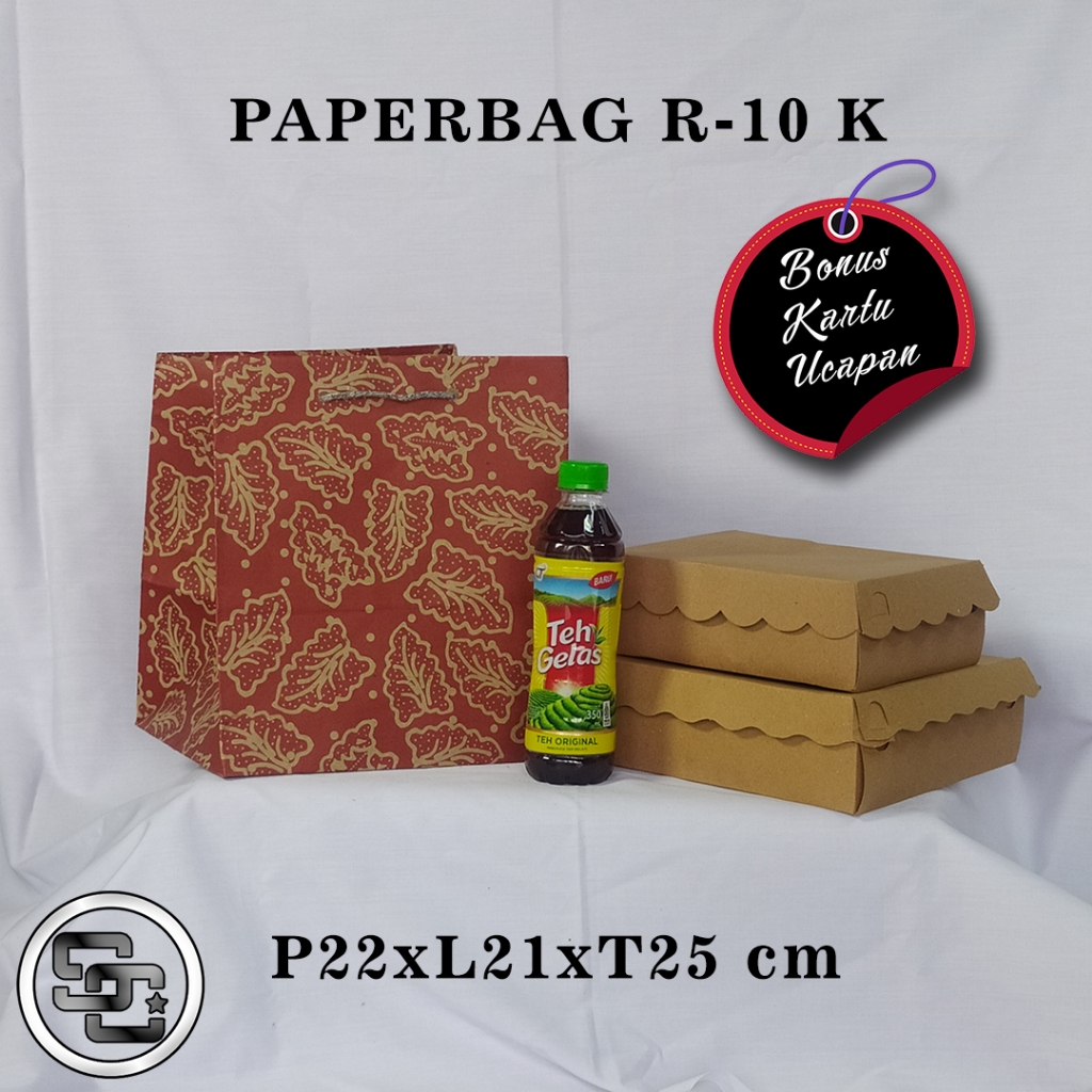 

PAPERBAG BONUS KARTU UCAPAN UKURAN R-10 K (P22 X L21 X T25 CM) UNTUK WADAH BERKAT KOTAK MAKANAN TEH BOTOL DLL