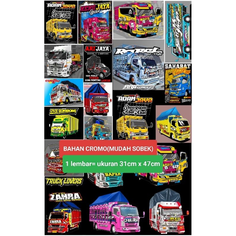 Stiker Truk Oleng | Stiker Truk Mania | Stiker Cromo | Stiker isi 20 Biji | Stiker 1 Lembar Ukuran 3