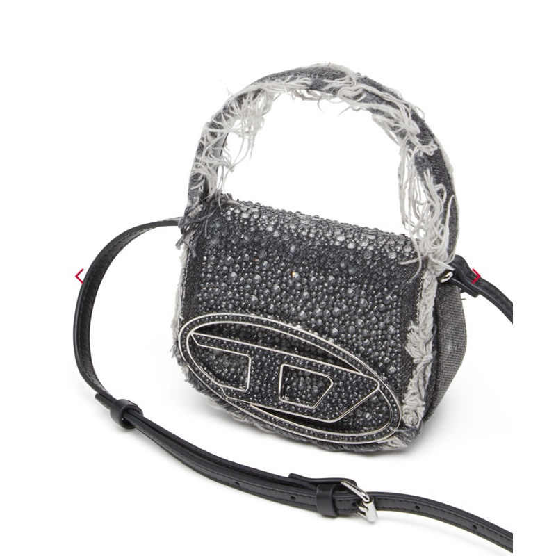 (PO KOREA) DIESEL - ICONIC MINI BAG IN DENIM AND CRYSTAL - ORIGINAL KOREA