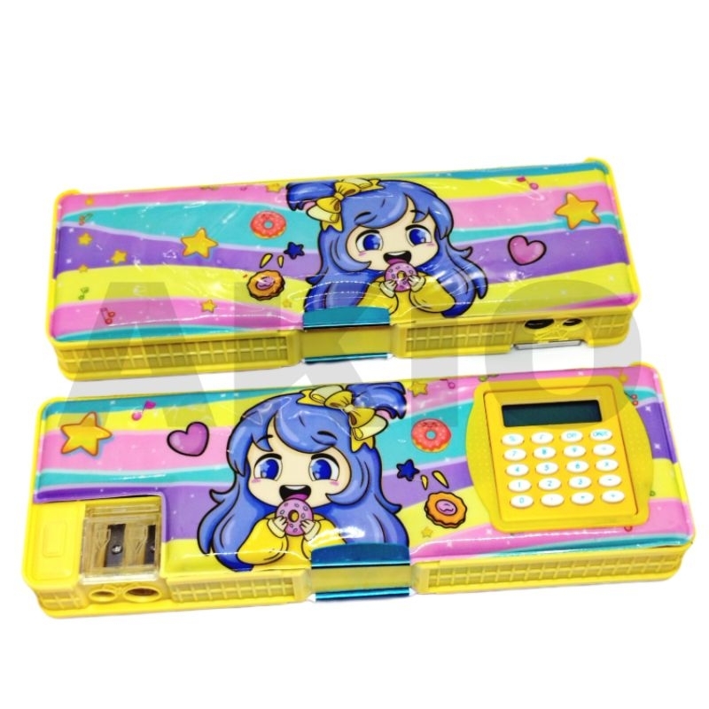 

Tempat pensil Anak Kalkulator 2 Sisi + 2 Rautan Magnet Karakter CUTE GIRL DONUT CC-7816