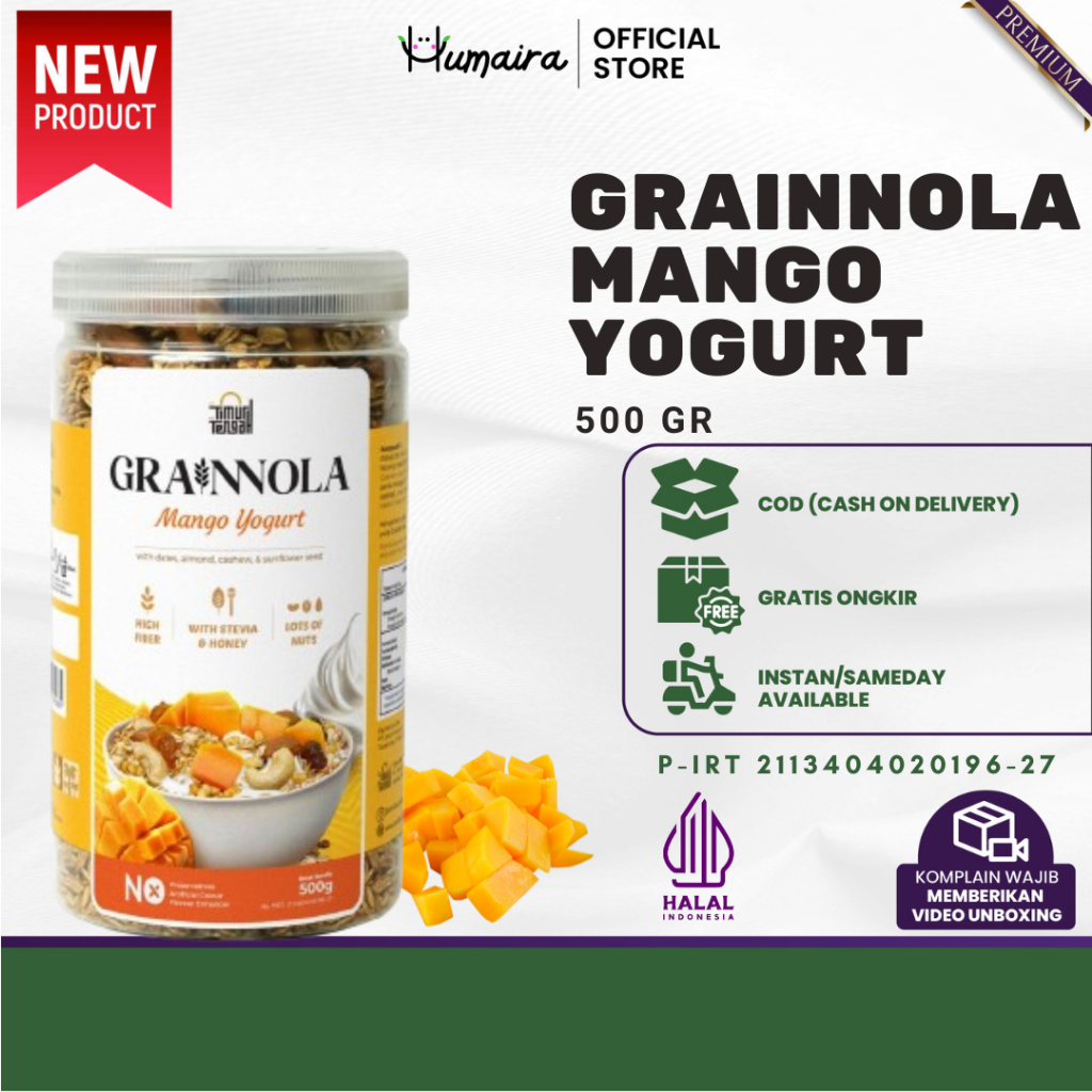 

Grainnola Mango Yogurt 500 gr - Granola Sereal Premium TIMUR TENGAH