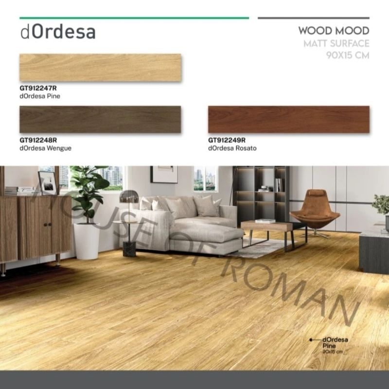 Roman Granit 15x90 dOrdesa Series (Wood Mood) / Granit Lantai Model Kayu SPC Vinyl Parquet / Lantai 