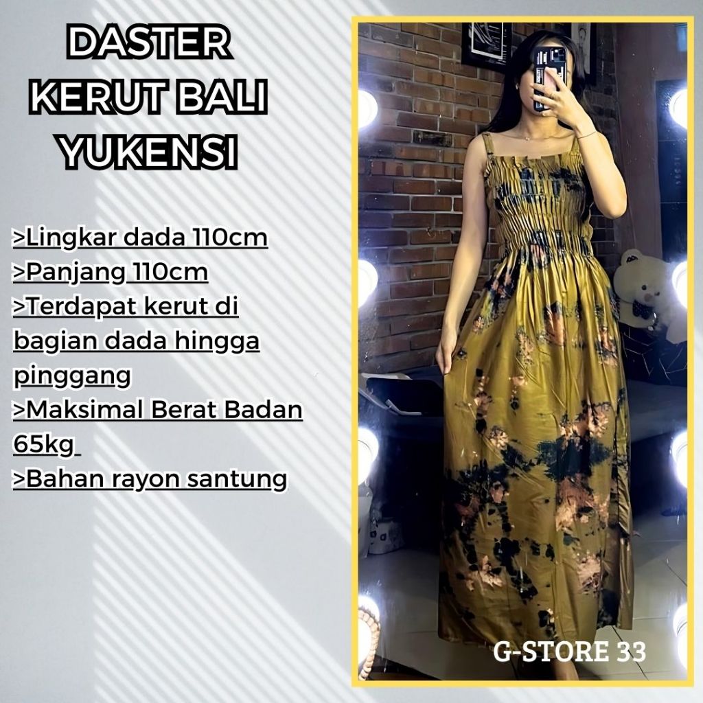 Daster Rayon/Daster Bali Kerut Smok Yukensi/Daster Wanita Kerut/Daster Murah LD110/Kain Rayon Santun