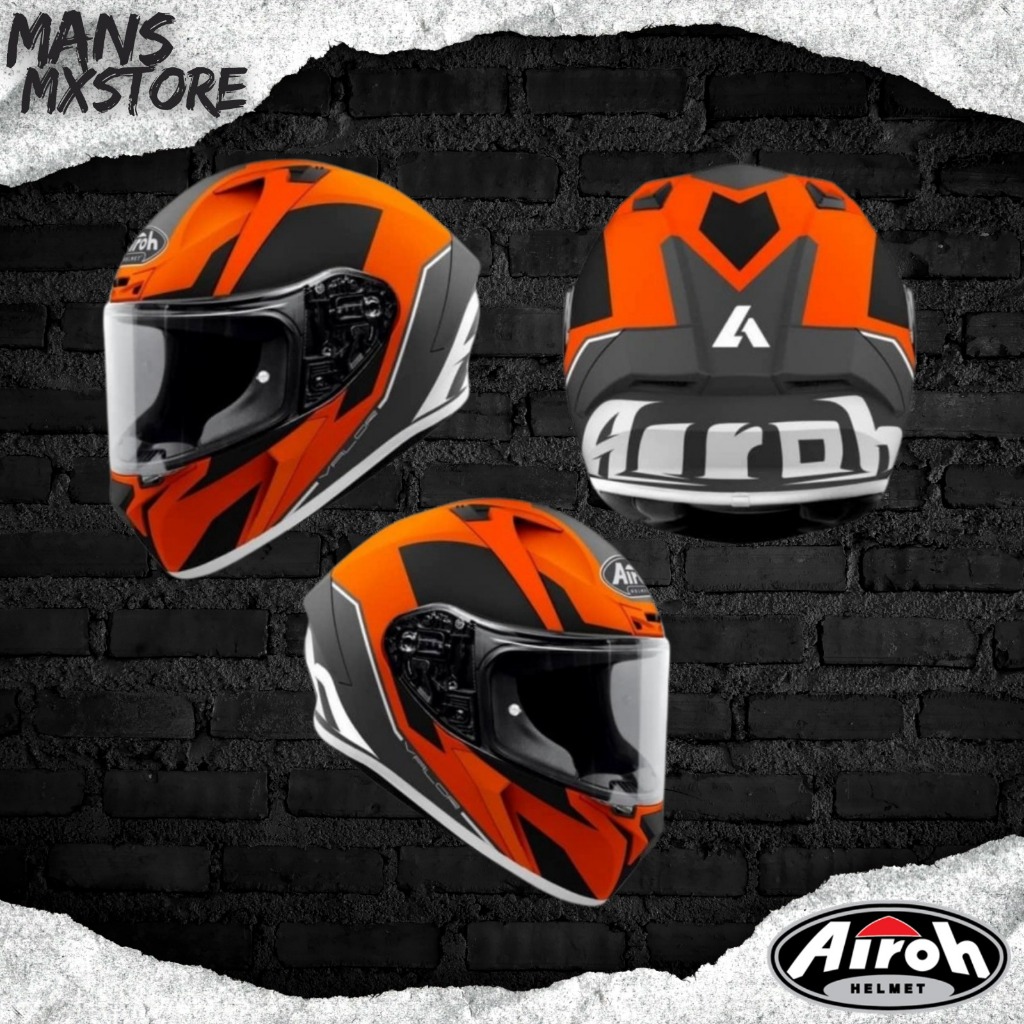 HELM AIROH VALOR WINGS ORANGE MATT HELMET AIROH VALOR FULL FACE