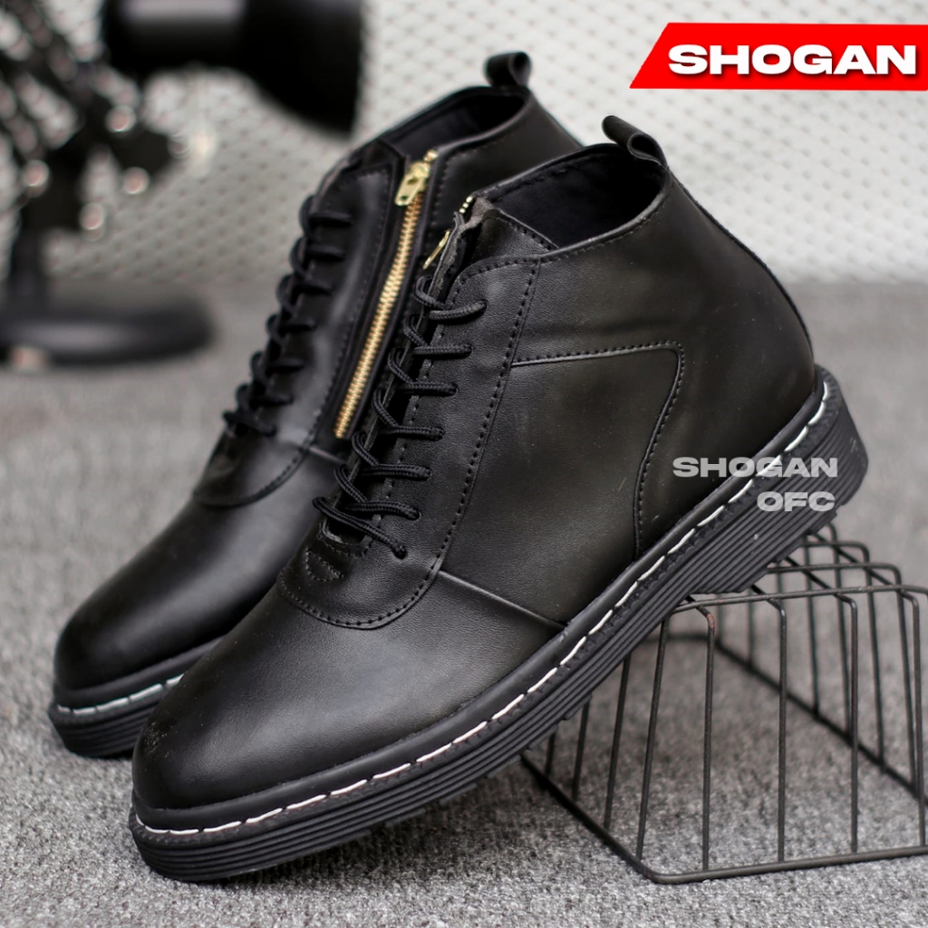 Dastro  Sepatu Docmart Pria Hitam Formal Casual Cowboy Boots