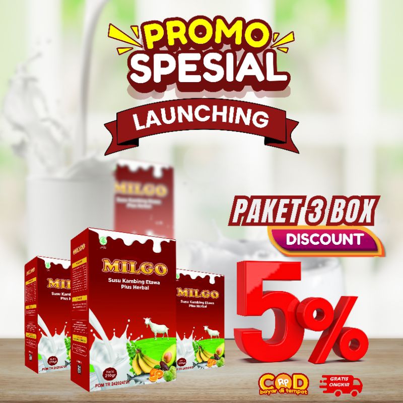 

PAKET 3 BOX SUSU MILGO DISKON 5 % ( Promo special launching )