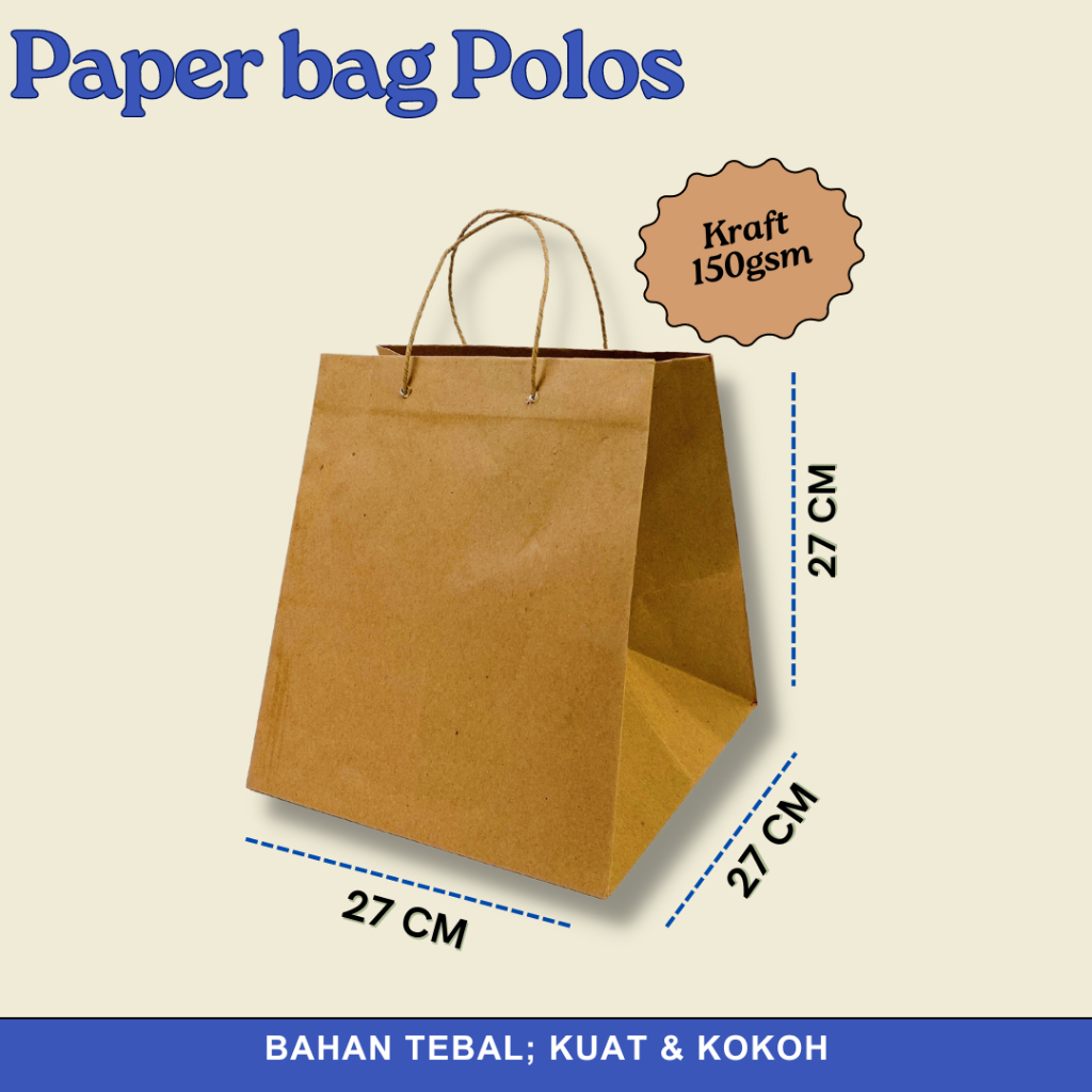 

Paper bag / Paperbag Besek / Nasi Box / Kue ukuran 27 x 27 x 27cm