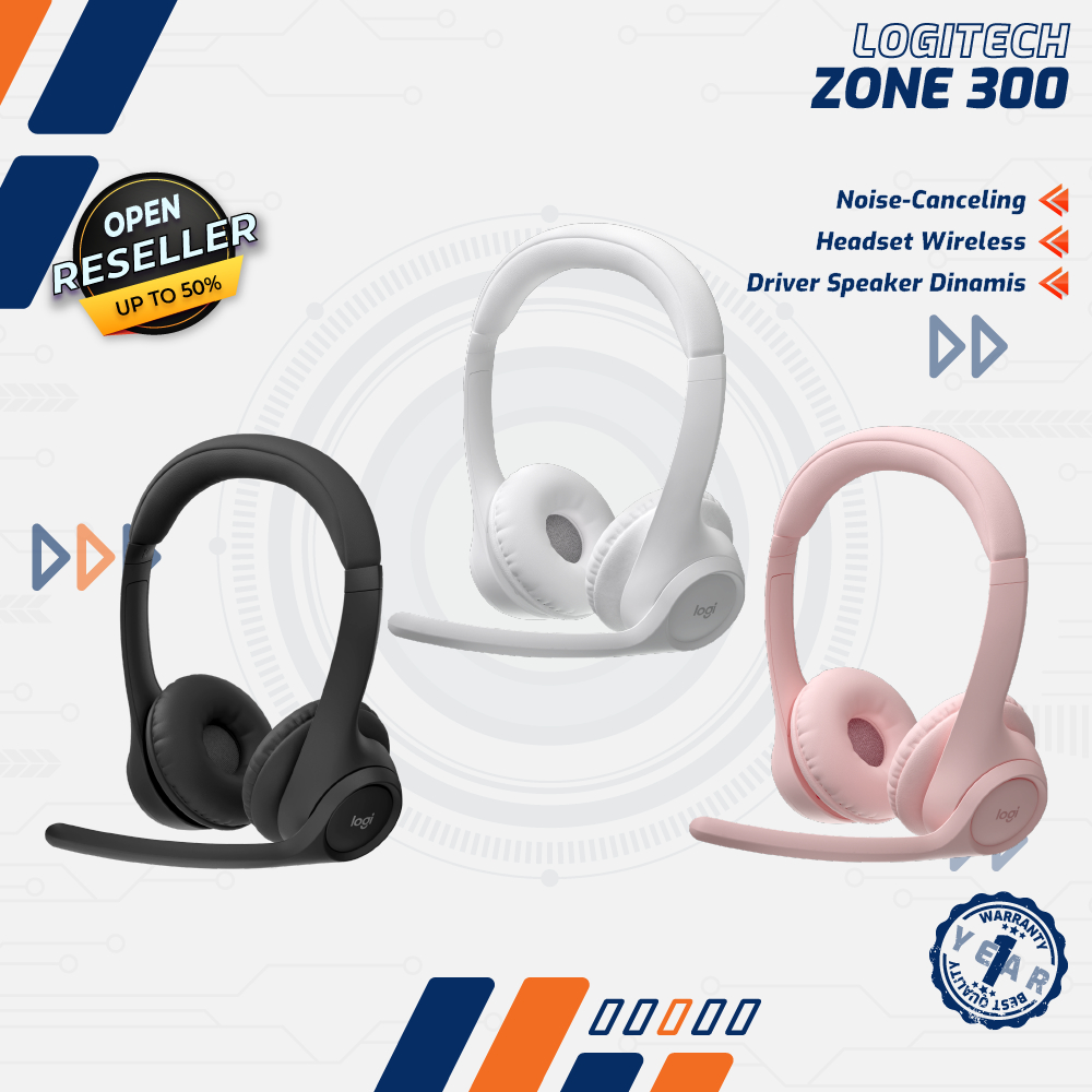 Logitech Zone 300 - Headset Bluetooth Wireless On-Ear Hitam, Rose, Off White