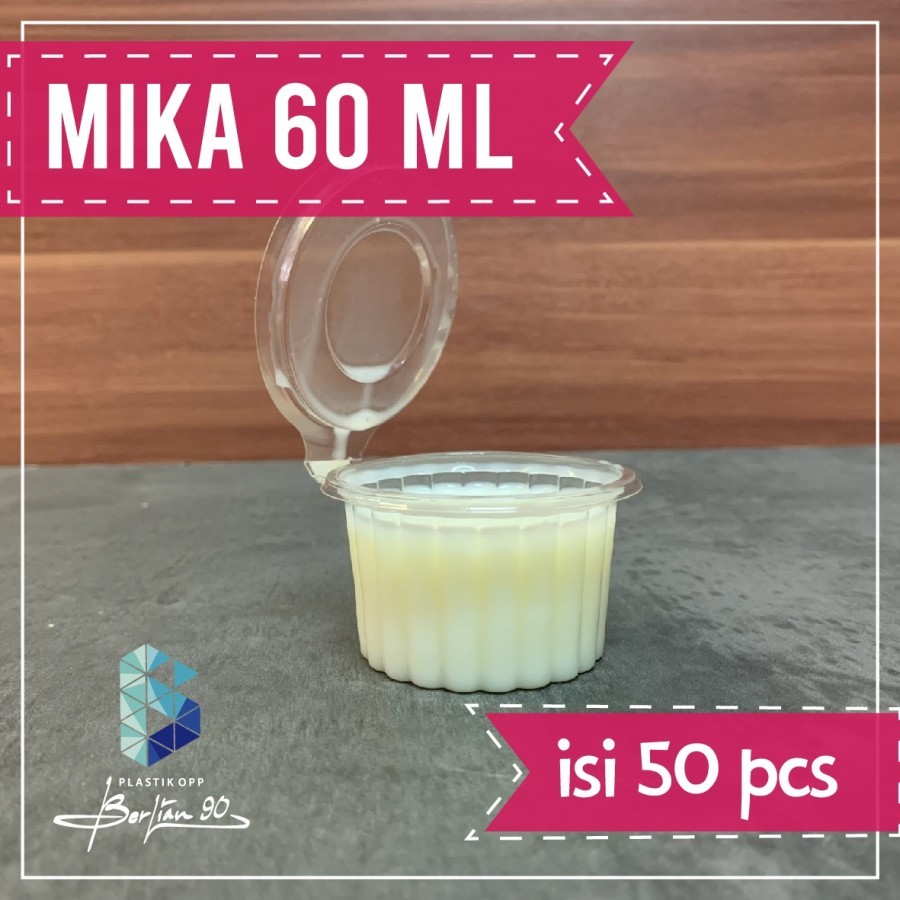 Cup Mika 60 Plastik 1 Pack Isi 50 pcs + Tutup / Cup Sambal / Cup Saos / Mangkok Saus / Mika Saos Pla