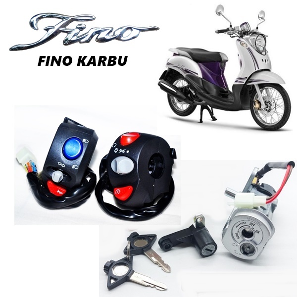 Kunci Kontak + Kunci Jok  Fino Karbu + Saklar Set Domino Kiri Kanan Saklar Fino
