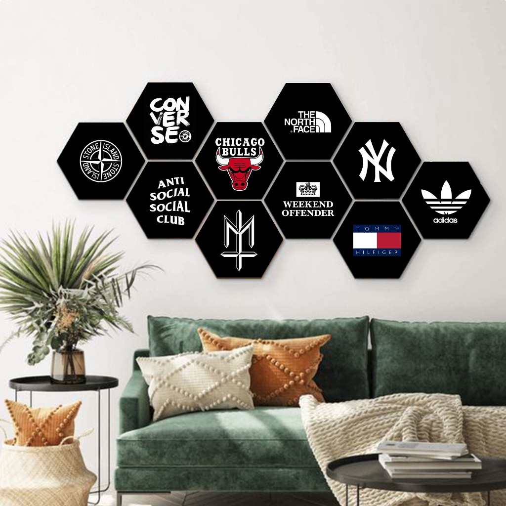 1 SET ISI 10 PCS HIASAN DINDING KAMAR BLACK AESTHETIC [H09] HIASAN DINDING KAMAR AESTHETIC | DEKORAS
