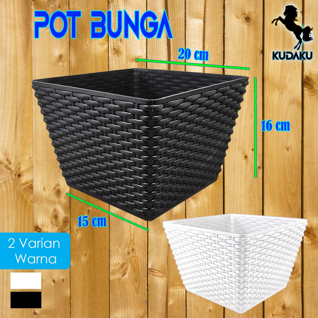 Kudaku Pot Plastik Bentuk Rotan Uk. 28 / Pot Tanaman / Pot Bunga Rotan