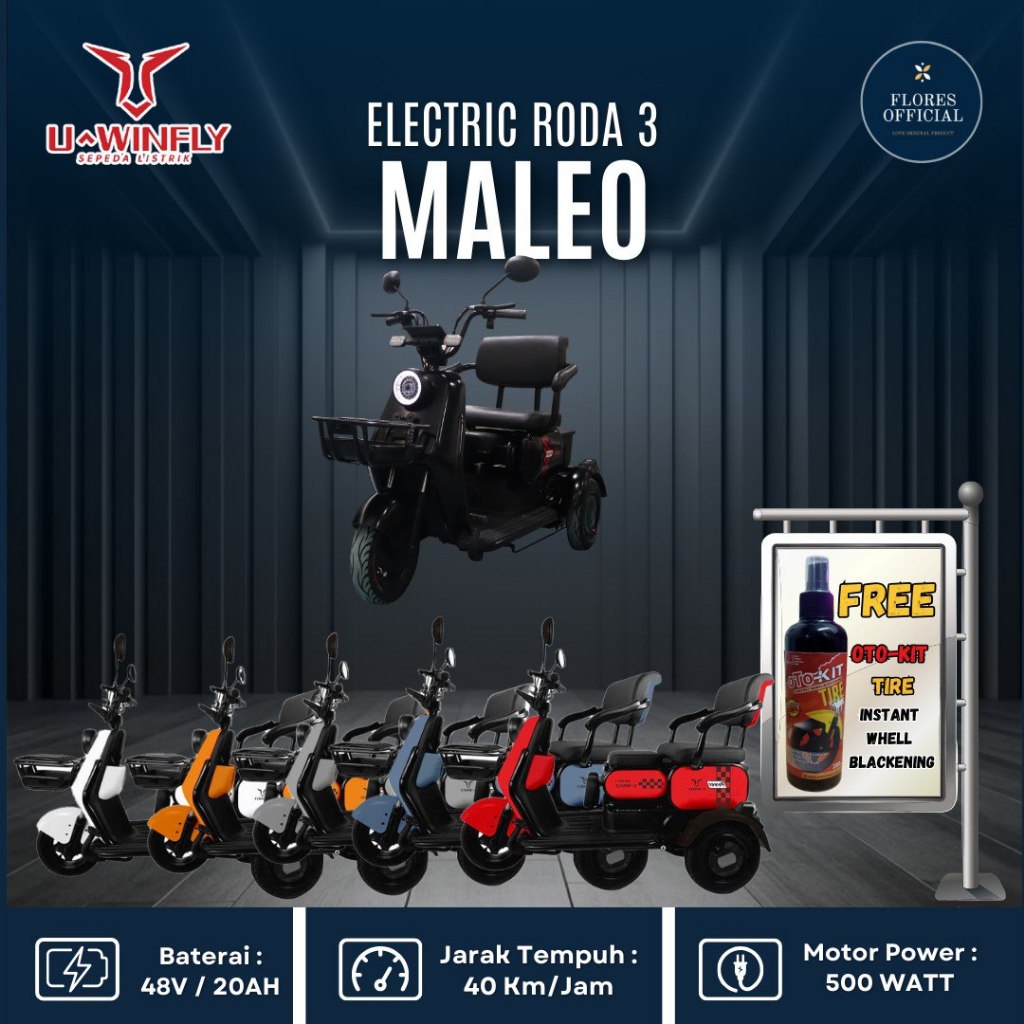 New SEPEDA MOTOR LISTRIK RODA 3 MALEO UWINFLY INDONESIA