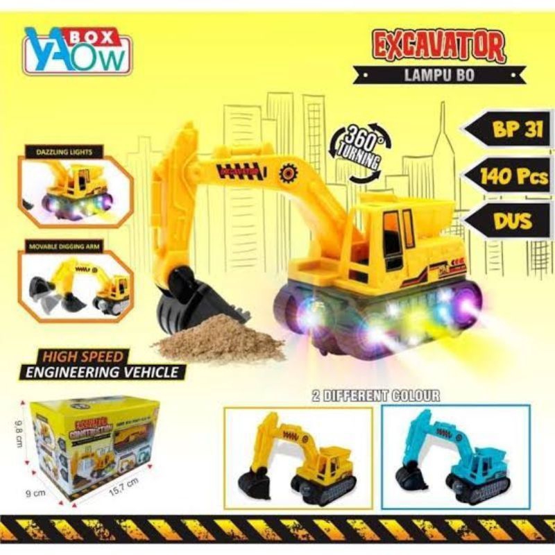 Mainan mobil bego keruk mini excavator baterai/Excavator Construction Ada lampu dan suara BP 31