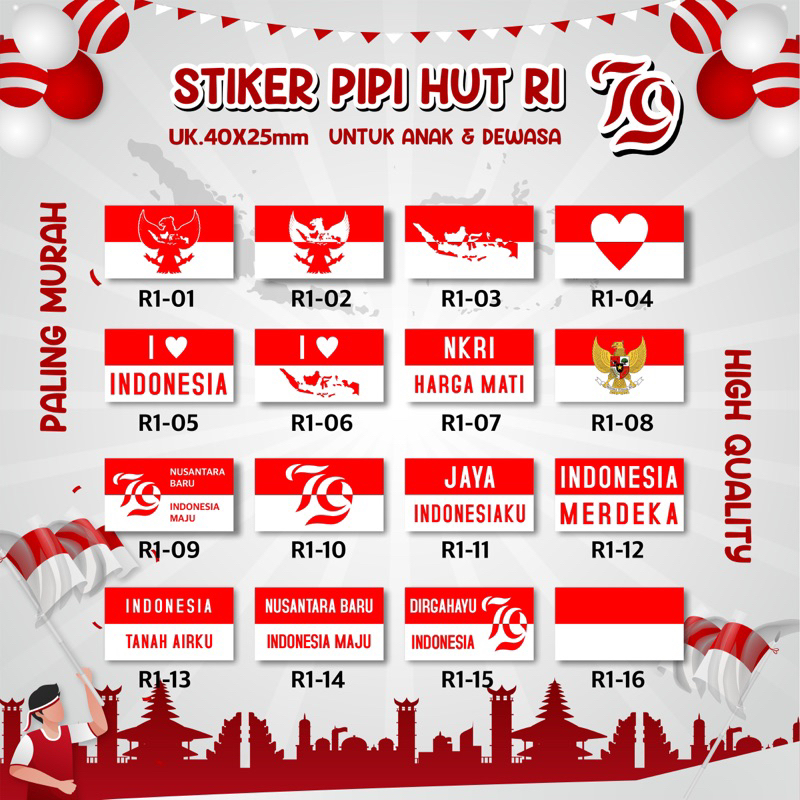 

STIKER PIPI HUT RI KE 79 / BENDERA / KEMERDEKAAN MURAH KUALITAS OKE