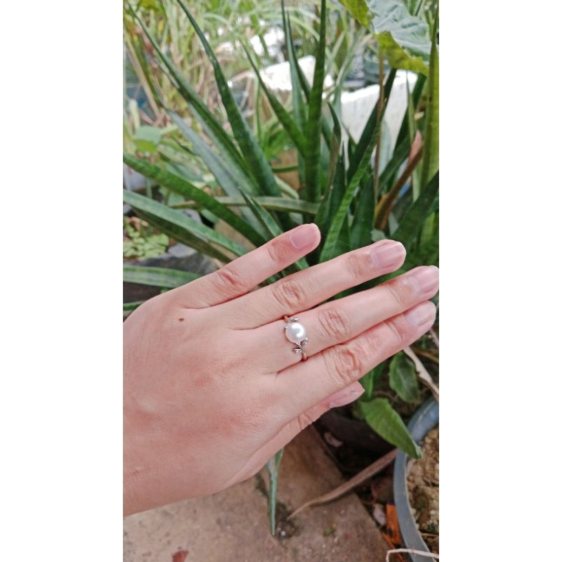 CINCIN MUTIARA AIR TAWAR LOMBOK RANGKA SILVER