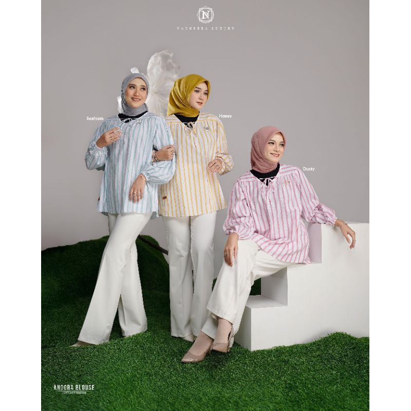 ANOORA BLOUSE DAN GAUDY BLOUSE NADHEERA LUXURY || Atasan Wanita Muslim Hem Cotton Premium Rayon Prem
