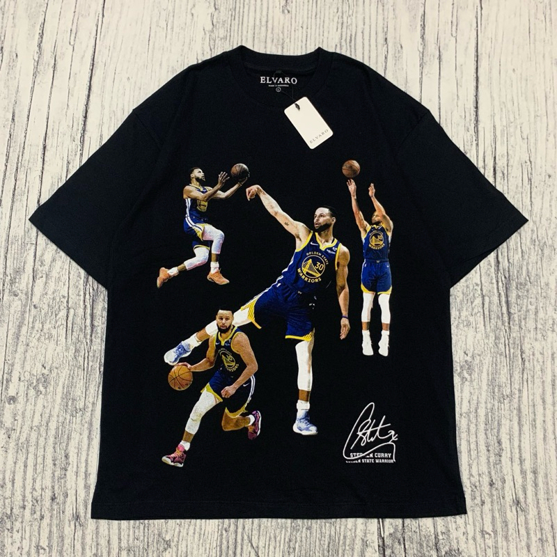 (ELVARO) - Baju Kaos NBA Oversize STEPHEN CURRY The Worm - T Shirt NBA Vintage Oversize STEPHEN CURR