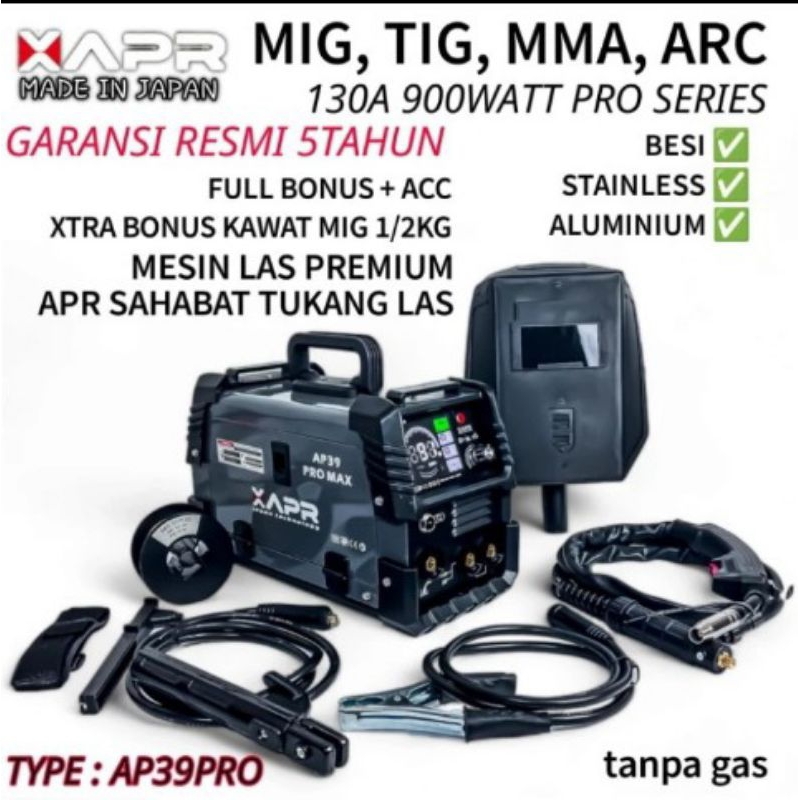 Mesin Las APR AP39 PRO MIG TIG MMA ARC 130A 900WATT full bonus welding machine