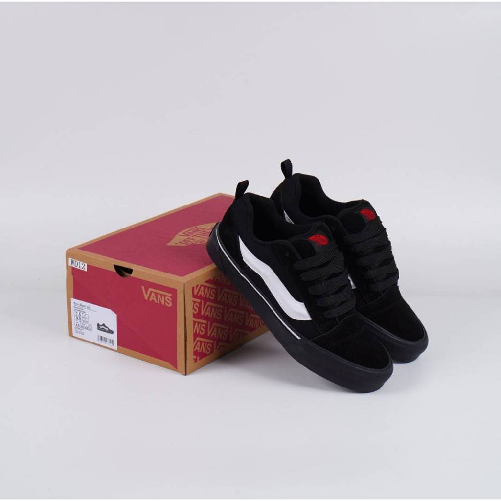 Sepatu Vans Knu Skool Japan Black Original BNIB Full Tag Barcode Bahan Leather Kulit Suede Size: 39/